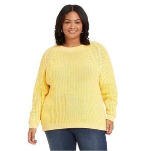 Ava & Viv Chunky Knit Crew Neck Sweater in Yellow